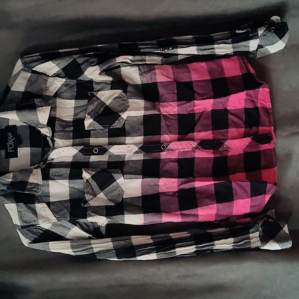 Fox Racing Black and Pink Plaid Shirt